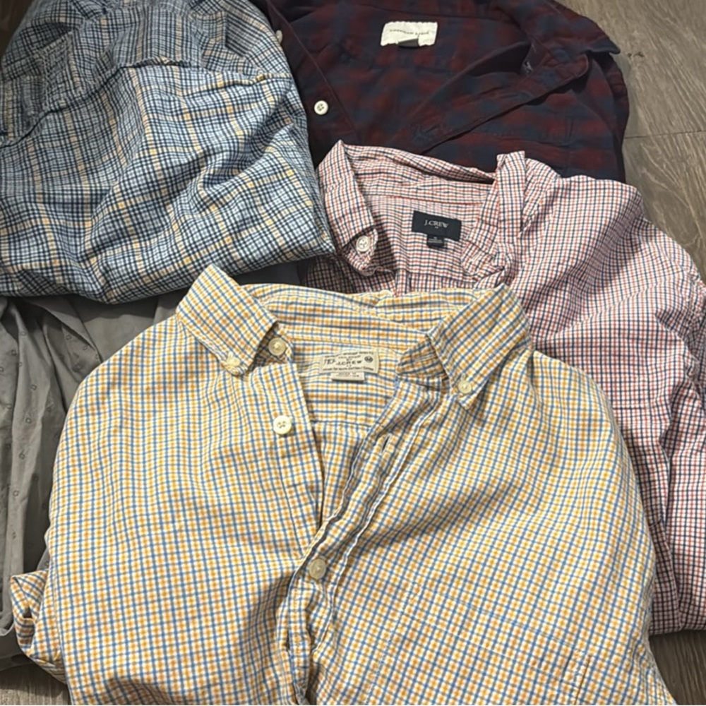 J. Crew Men's Checkered Button Down Shirts - Blue, Red, Yellow